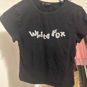 White Fox Boutique Black Tee with White Logo